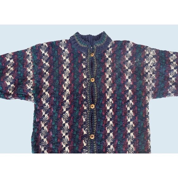 World Class, Inc Vintage Full Button Wool Oversized Sweater Sz L - Picture 3 of 8